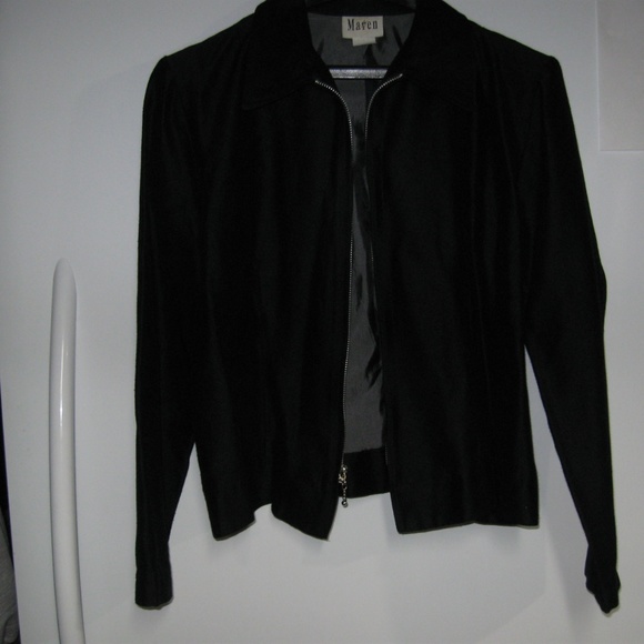 Maren Short Blazer/Jacket-Black Nubby Fabric-Sz 8 - Picture 3 of 7